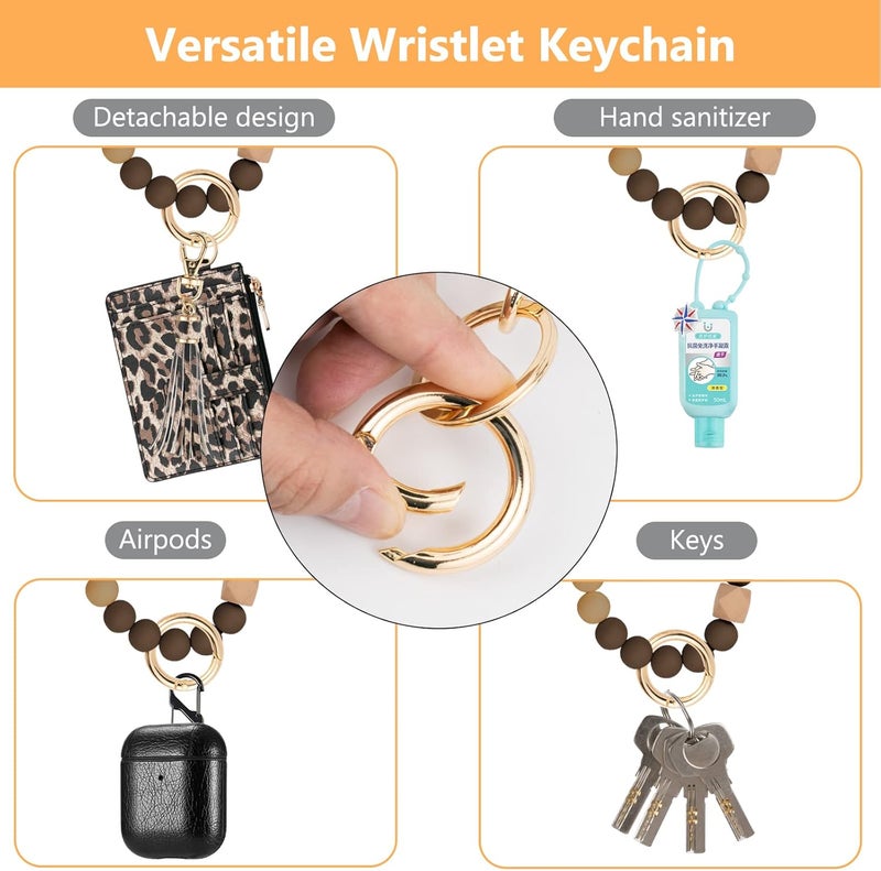 KNGITRYI Wallet Keychain Wristlet for Women,Slim RFID Credit Card Holder Purse Tassel Keychain Bangle Key Ring for Men Women - Image 4